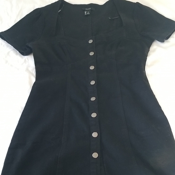Forever 21 Elegant Button-Down Dress Stretchy Corset Square Neck Short Sleeve - Picture 2 of 7